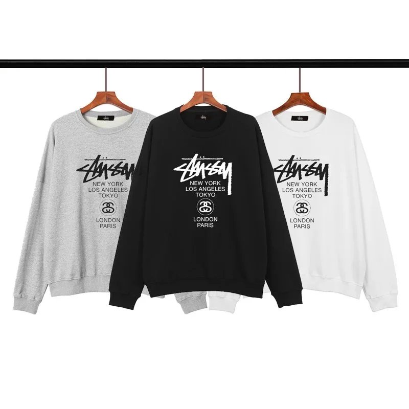 Stussy World Tour Gradient Letter Print Oversized Crewneck Sweatshirt – Unisex Streetwear  